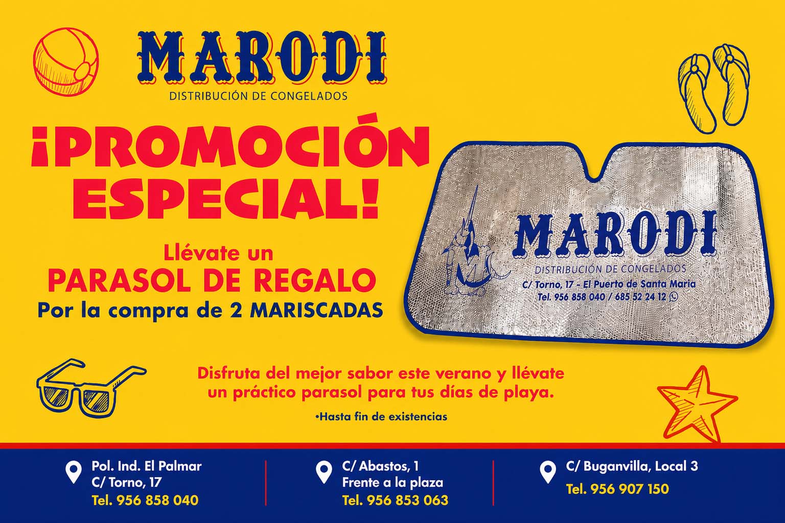 Parasol Gratis con Mariscadas Marodi